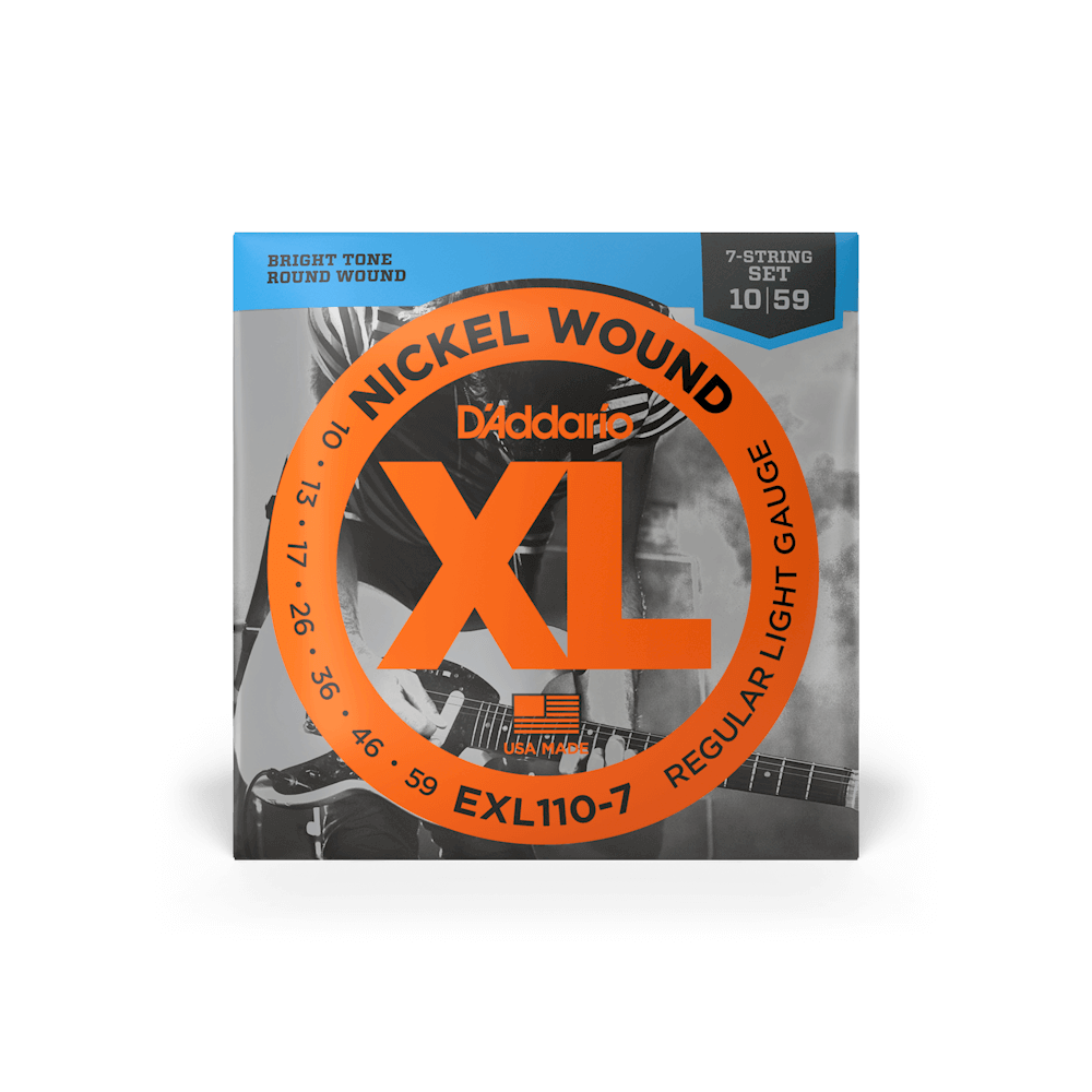 Daddario EXL110-7 XL Nickel Wound Electric Guitar Strings .010-.059 Regular Light