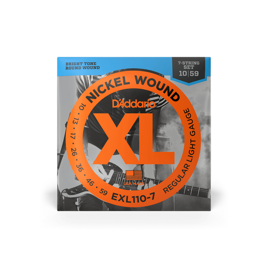 Daddario EXL110-7 XL Nickel Wound Electric Guitar Strings .010-.059 Regular Light